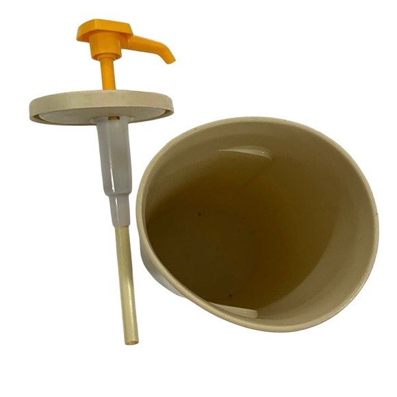 Vintage Tupperware Yellow Mustard Condiments Pump Dispenser - Picture 2 of 6